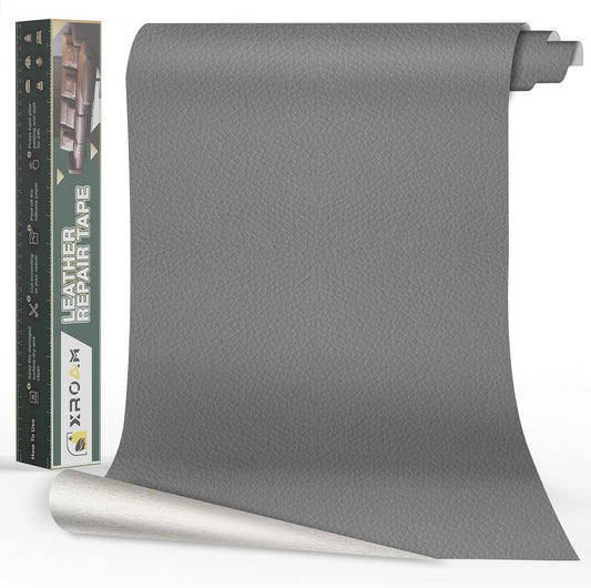 Leather Repair Tape, 16x79 inch Leather Patches for Furniture, Self Adhesive Leather Repair Patch for Sofas, Couches, Leather Covers, Seats, Chairs, Vinyl Repair Tape Light Gray