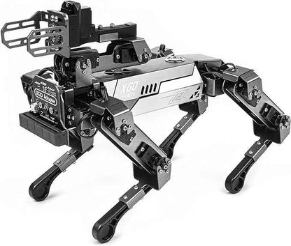 ELECFREAKS microbit Robotic Dog Xgo V2 Kit, 15 Movable Joint DIY Programmable Full Metal Bionic Robot Kit, STEM Educational Project for Open Source Hardware(Without Micro:bit)