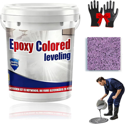 Epoxy Floor Paint, Epoxy Colored Sand Floor Paint, High-Gloss Marble Effect Self-Leveling Coating, Waterproof, Non-Slip, Ultra-Durable for Garage, Basement, Wood Floors (Purple,11 lb)