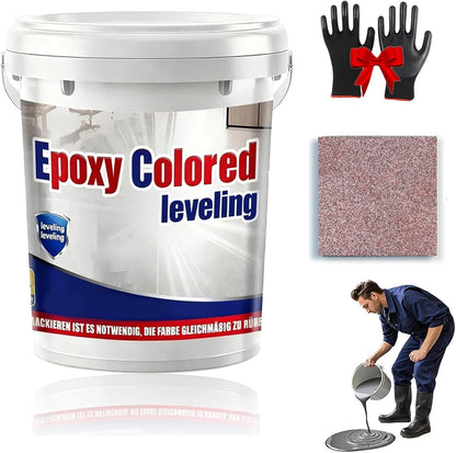 Epoxy Floor Paint, Epoxy Colored Sand Floor Paint, High-Gloss Marble Effect Self-Leveling Coating, Waterproof, Non-Slip, Ultra-Durable for Garage, Basement, Wood Floors (Pink,44 lb)