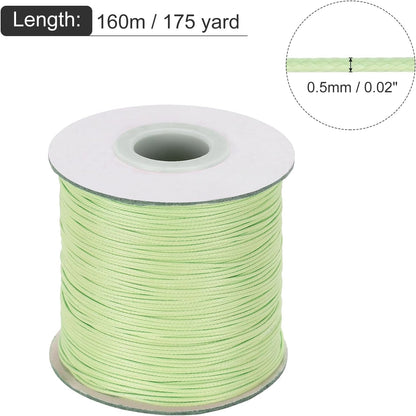MECCANIXITY Waxed Cord 0.5mm Waxed Polyester Cord 175 Yard Wax String for Bracelet Making, Necklaces, Beading, Jewelry Making and DIY Crafts(Grass Green)