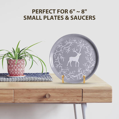 Plate Holder Easel Display Stand - 3 inch Metal Plate Stands for Display - Tabletop Picture Stand - Gold Iron Easels for Display Pictures | Photo Frames | Book | Decorative Plates | Plaque - 4 Pack