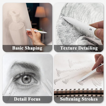 Aenir Blending Stumps for Drawing, Tortillons Blending Stumps Set of 13 Pack with Sandpaper Pencil Sharpener, Paper Art Blenders Tools for Charcoal, Graphite, Drawing Tools for Artists. (13)