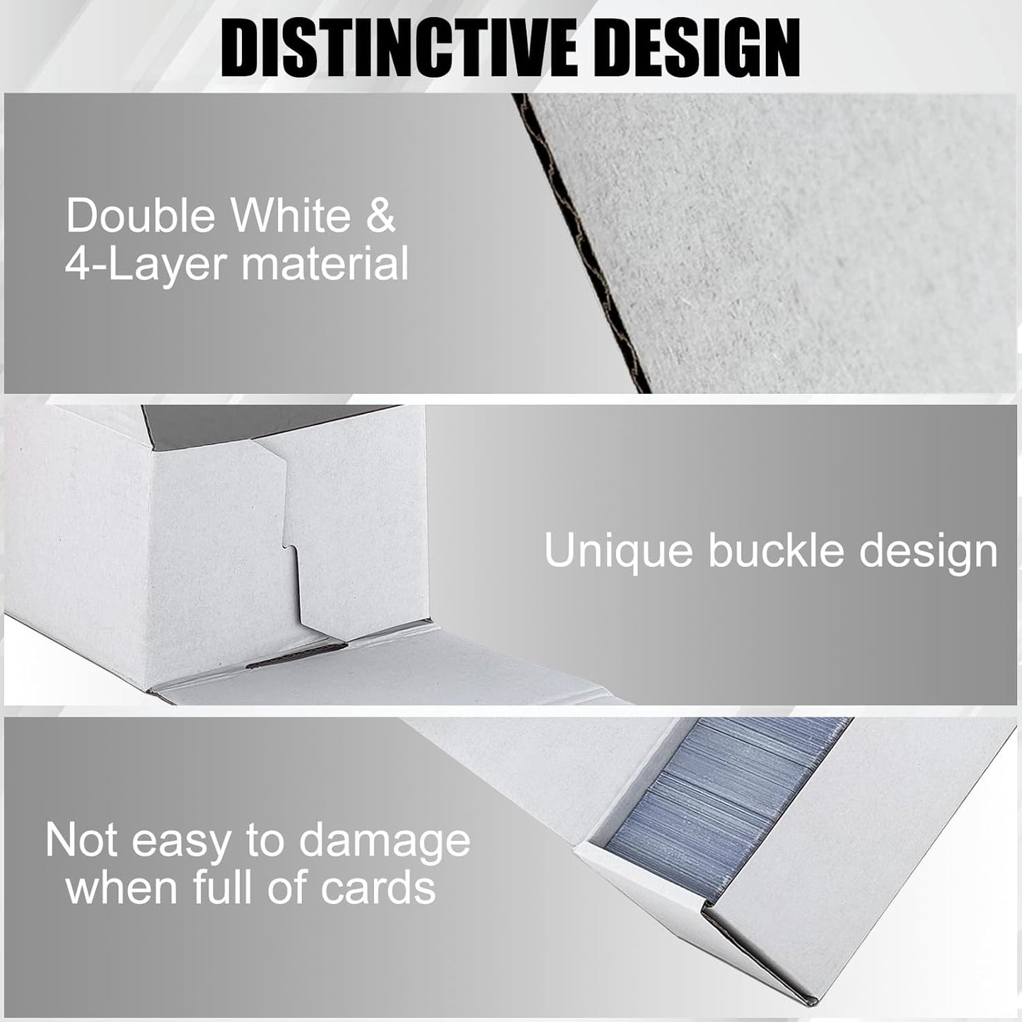 Trading Card Storage Box, 3-Pack 1100 Count White Corrugated Cardboard Bulk Sports Storage Box for TCG/Magic/Mtg Basketball Cards, Collectible Trading Cards