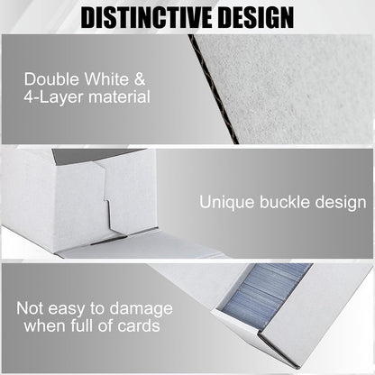 Trading Card Storage Box, 3-Pack 1100 Count White Corrugated Cardboard Bulk Sports Storage Box for TCG/Magic/Mtg Basketball Cards, Collectible Trading Cards