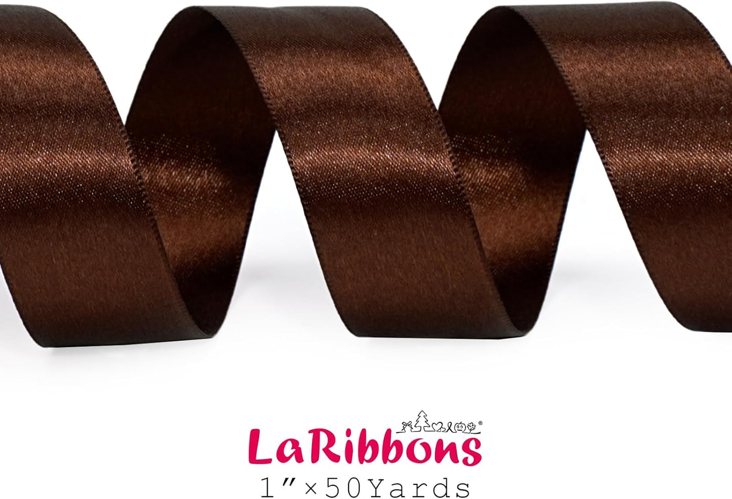 LaRibbons Brown Satin Ribbon 1 Inch 50 Yards Luxury Double Faced Firar Brown Silk Ribbon for Flower Bouquet Crafts Gift Wrapping Wedding Christmas Decoration - Crafty Corner