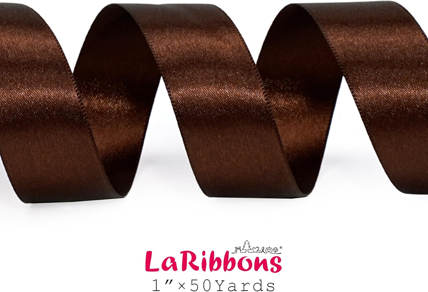 LaRibbons Brown Satin Ribbon 1 Inch 50 Yards Luxury Double Faced Firar Brown Silk Ribbon for Flower Bouquet Crafts Gift Wrapping Wedding Christmas Decoration - Crafty Corner