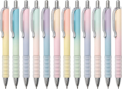 Gel Pens Fine Point 0.7mm Black Ink Gel Pen Retractable Cute Pens for Smooth Writing School Office Supplies, Pack of 12