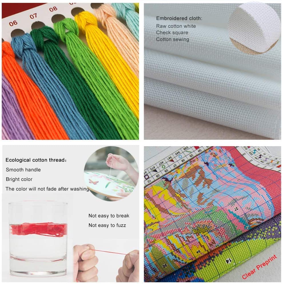 Cross Stitch Stamped Kit for Adults