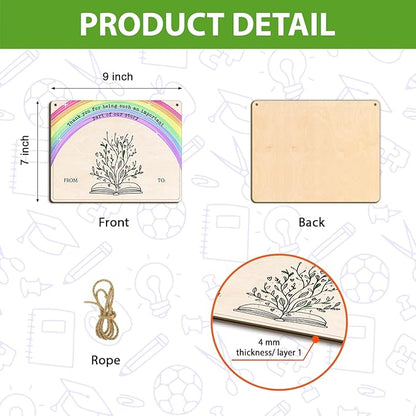 DIY Floral Book Fingerprints Craft Sign Gifts for Daycare PreK Preschool Kindergarten Teachers, Book Flowers Fingerprint Craft Teacher Appreciation Keepsake, End of Year Teacher Gift from Kid Students