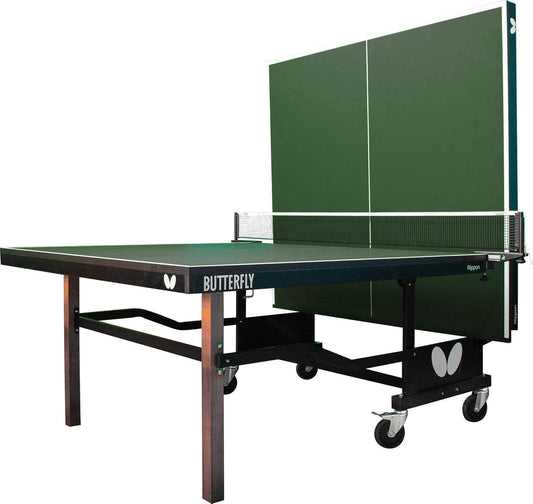 Butterfly Nippon 22 Ping Pong Table—Indoor Rollaway Table Tennis Table—Built Like A Tank—for Tournament, Club, Home Game Room, Institution—Professional Ping Pong Net Included—Playback Option