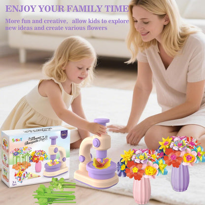 Fabric Flower Bouquets Toys, DIY Arts and Crafts Toys for Kids 4-8, Making Kit Build Own Bouquet, DIY Educational Activities Flower Making Kit Toys for Toddlers, Birthday Gifts for Girls