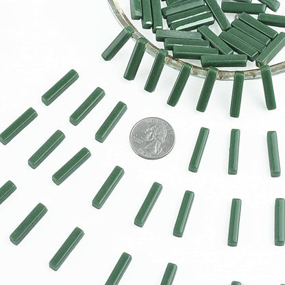 Youway Style Mosaic Tiles for Crafts Bulk,150g Green Strips Shapes Mosaic Glass Pieces,Glass Mosaic Garden Craft Kit