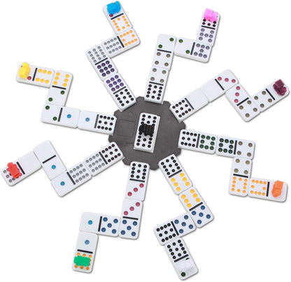 NOLIE Mexican Train Dominoes Game, Double 12 Dot Dominoes Set with Aluminum Case