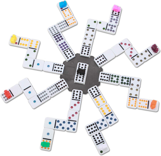 NOLIE Mexican Train Dominoes Game, Double 12 Dot Dominoes Set with Aluminum Case