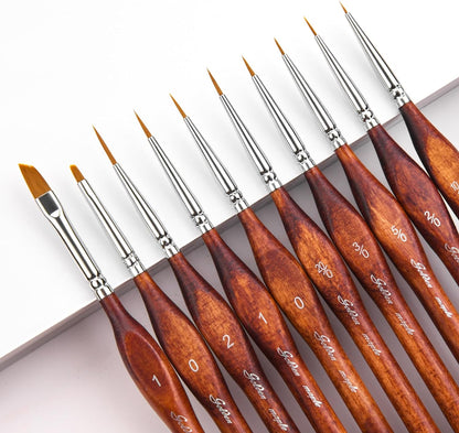 Golden Maple Miniature Model Paint Brushes-10pcs Micro Detail Paint Brush Set,Small Fine Detail Brushes for Acrylic, Oil, Watercolor & Paint by Number,Figurine