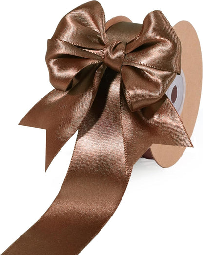 LaRibbons Brown Satin Ribbon 1 1/2 Inch 50 Yards Thin Luxury Double Faced Mocha Mousse Silk Ribbon for Flower Bouquet Crafts Gift Wrapping Wedding Decoration - Crafty Corner