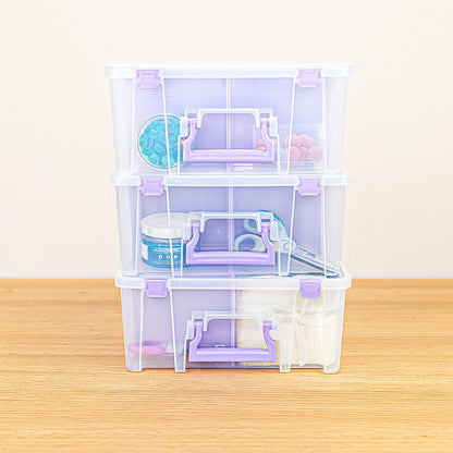 ArtBin 6990JZ Super Satchel Double Deep Compartment Box - Art Storage with 8 Removable Compartments, Smart Closure for Craft Supplies (Purple- Pack of 1)