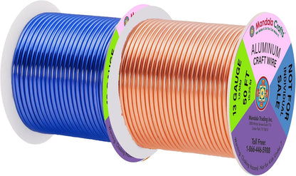 Mandala Crafts 13 Gauge Anodized Aluminum Craft Wire for Jewelry Making - 300 FT Colored Flexible Silver Copper Gold True Blue Purple Pink Wire - Bendable for Bonsai Armature Crafting Sculpting - Crafty Corner