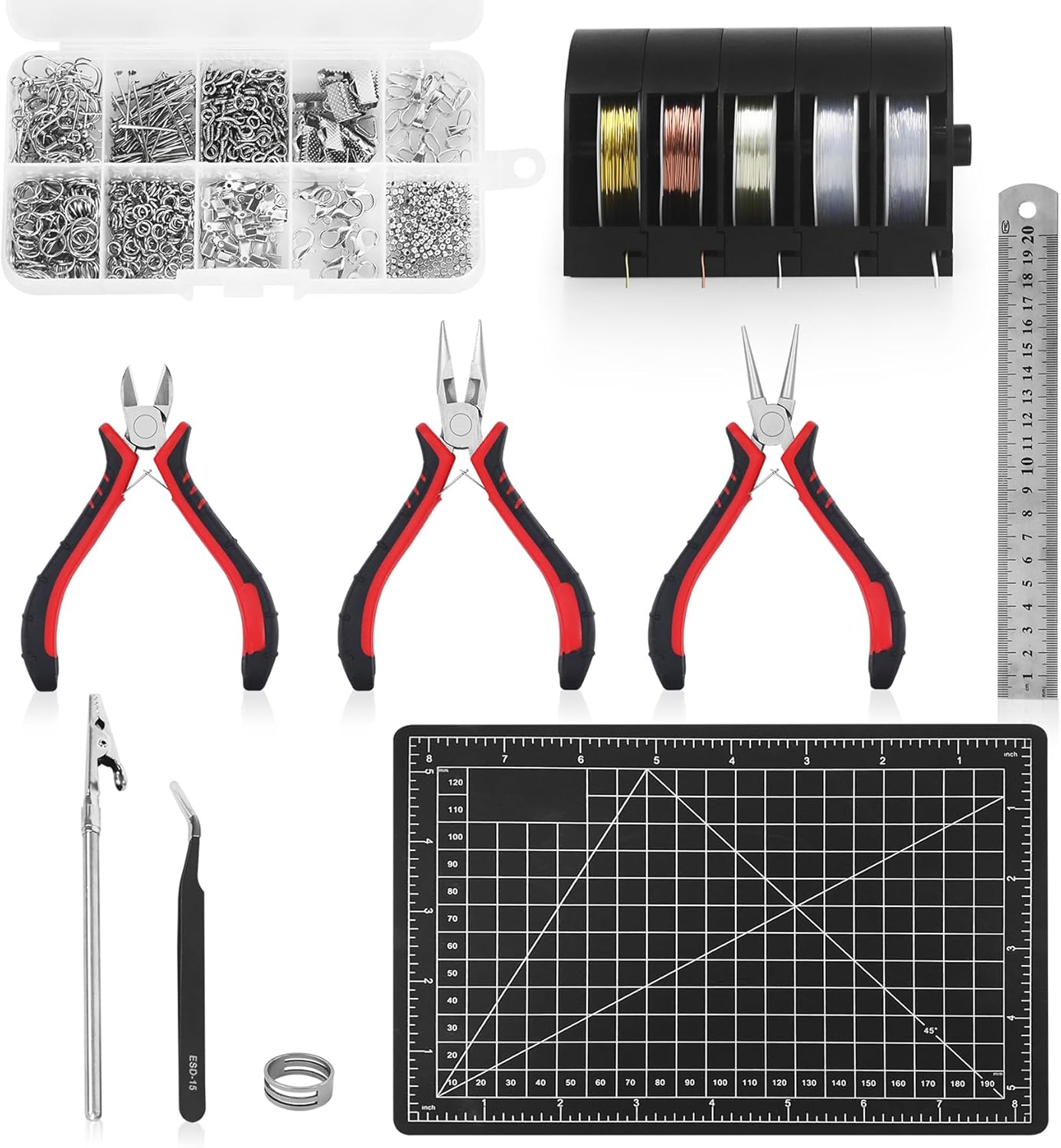 Jewelry Pliers Making Tools Set, Mini Jeweler Pliers for Adults with Beading Wire Kit, Bracelet Helper, Craft Earring Accessories for Jewelry Making Supplies DIY Hobby Repair - Crafty Corner