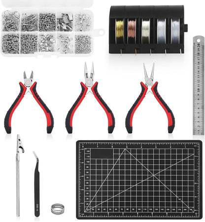 Jewelry Pliers Making Tools Set, Mini Jeweler Pliers for Adults with Beading Wire Kit, Bracelet Helper, Craft Earring Accessories for Jewelry Making Supplies DIY Hobby Repair - Crafty Corner