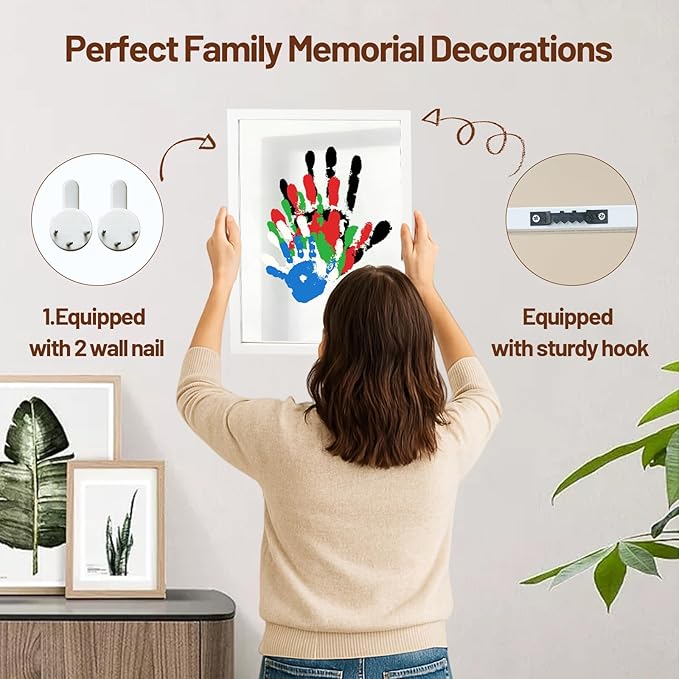80S Family Handprint Kit, Handprint Art Craft DIY Kit, Baby Hand Print Gift for New Moms, Parents, Grandparents, 6 Safe, Non-Toxic Paints, Ideal for Mother's Day, Father's Day, Anniversary & More