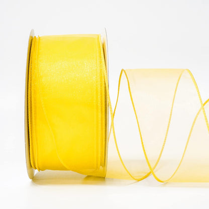 CT CRAFT LLC Sheer Organza Wired Ribbon 2.5" x 50Yards Yellow for Wedding Chair Bow Flora Bouquet Gift Wrapping Christmas Tree Home Decor Wreath - Crafty Corner