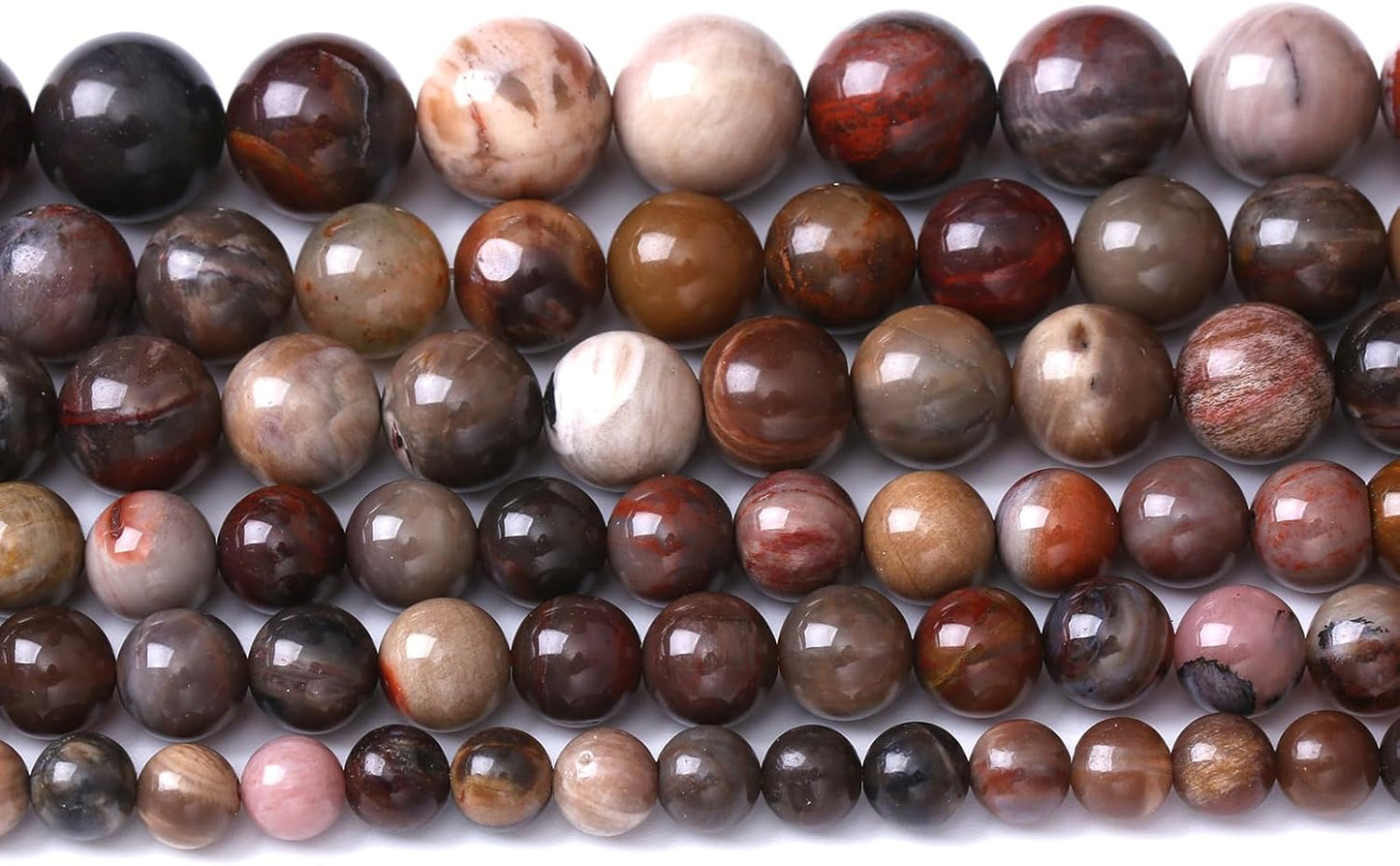 90pcs 4mm Natural Wooden Petrified Jade Agate Gemstone Beads Round Loose Spacer Beads for Jewelry Making DIY Bracelet Necklace 1 Strand 15inch