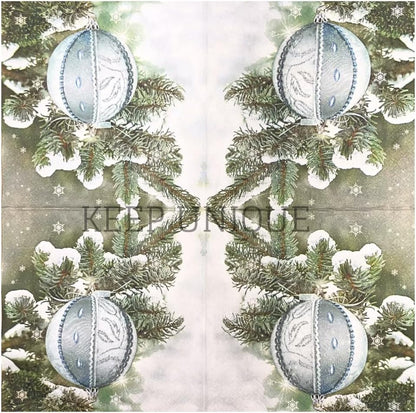 20-ct 13x13 Christmas Paper Decoupage Napkins, 3-Ply Servilletas Tissue Napkin for Dinner and Parties, Disposable Napkins (Ornament X)