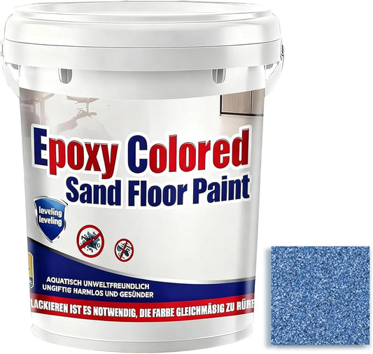 Epoxy Colored Sand Floor Paint, Epoxy Floor Paint for Concrete, High Gloss Marble Effect Coating, Waterproof Non-Slip Concrete Paints, Suitable for Indoor/Outdoor Use (Light Blue,160 oz/5 kg)