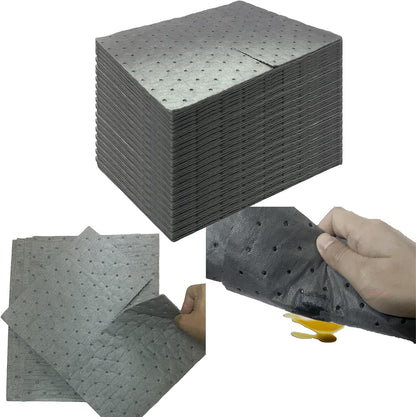 Oil Absorbent Pads | 13"x9.8" Garage Mats | Drip & Spill Universal Pads for Automotive - Absorbing Oil, Liquids, Antifreeze, Brake Fluid, Grease, Coolant | Concrete & Metal Protection,100-Pack
