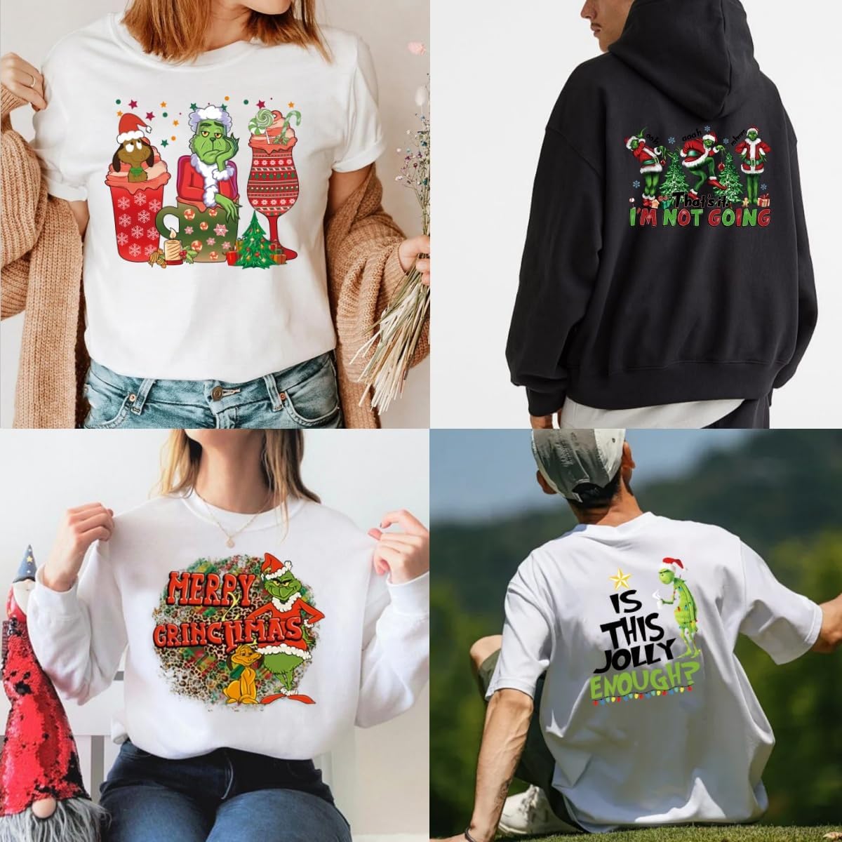 Christmas Iron on Decals Transfer, Funny Christmas Heat Transfer Stickers Iron on Patches for Clothes T-Shirts Pillow Cover Hoody Bag Xmas DIY Craft Supplies Vinyl Stickers (12PC-B)