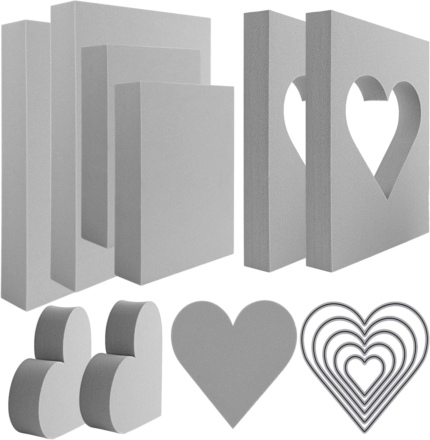 BAOFALI 15 Pcs Large Stamping Foam Grey Moldable Heart Foam Stamps Plastic Dry Foam Stamp Pad Cut and Dry Foam Stamping Foam Block for Sculpture, Modeling, DIY Arts and Handicrafts Projects - Crafty Corner