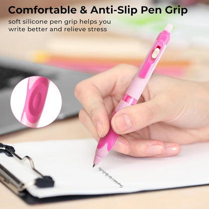 M&G 6 PCS Retractable Erasable Gel Pens, 0.5mm Black Ink Gel Pen, Fine Point Erasable Pen Make Mistakes Disappear, Premium Comfort Grip Note Taking and Crossword Puzzles