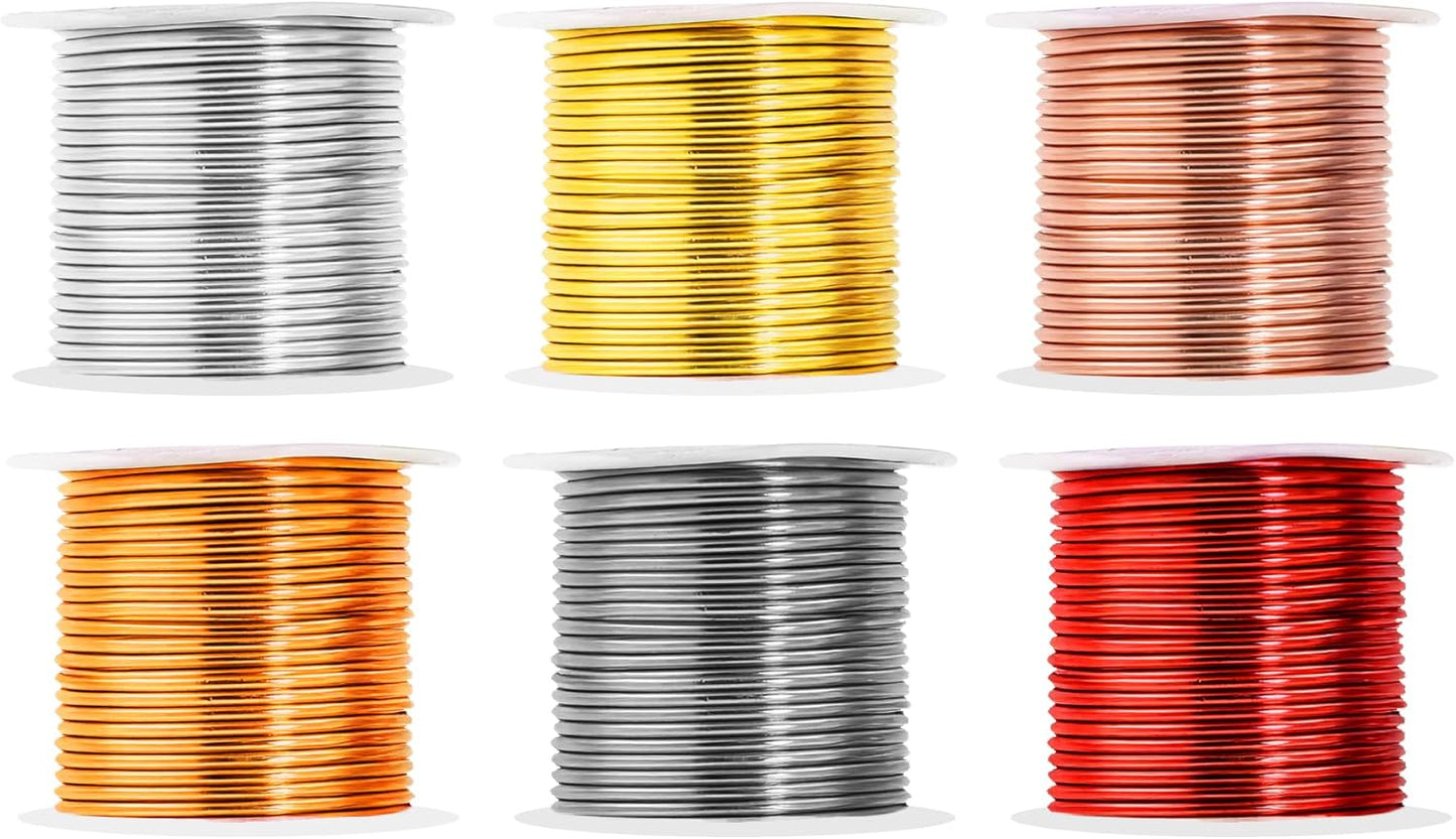 Mandala Crafts 13 Gauge Anodized Aluminum Craft Wire for Jewelry Making - 300 FT Colored Flexible Silver Copper Light Gold Gray Gold Red Wire - Bendable for Bonsai Armature Crafting Sculpting - Crafty Corner