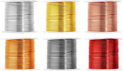 Mandala Crafts 13 Gauge Anodized Aluminum Craft Wire for Jewelry Making - 300 FT Colored Flexible Silver Copper Light Gold Gray Gold Red Wire - Bendable for Bonsai Armature Crafting Sculpting - Crafty Corner