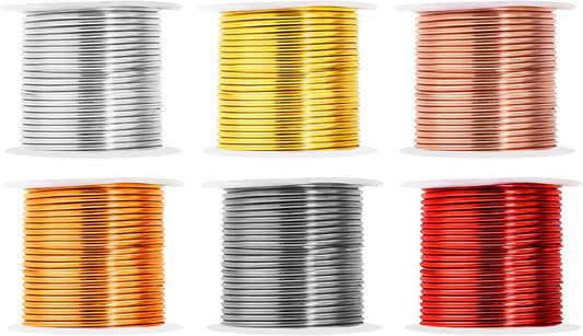 Mandala Crafts 13 Gauge Anodized Aluminum Craft Wire for Jewelry Making - 300 FT Colored Flexible Silver Copper Light Gold Gray Gold Red Wire - Bendable for Bonsai Armature Crafting Sculpting - Crafty Corner