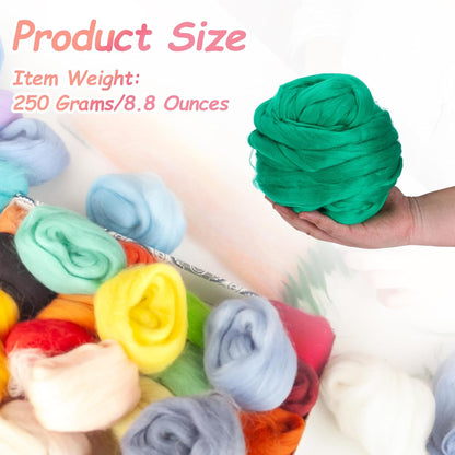 PATIKIL Wool Roving Yarn, 250G/8.8OZ Felting Wool Pure Roving Yarn, Green