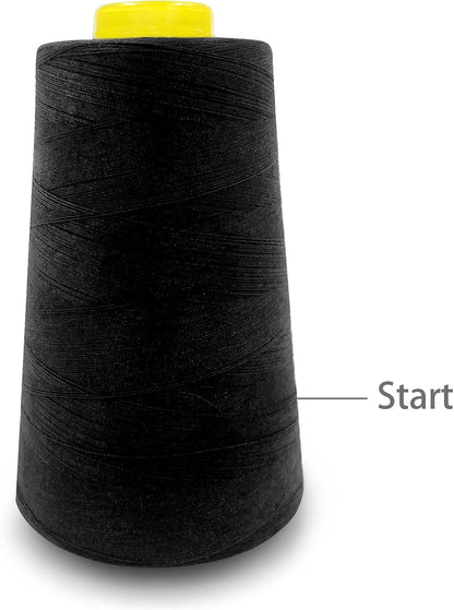 Tortoise 4 Cones of 3000 Yards Each Spool Thread for All Purpose, Serger, Overlock, Quilting, Sewing Machine - 40S/2 Black 100% Polyester