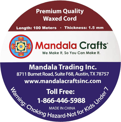 Mandala Crafts 1.5mm 109 Yards Green Cotton Waxed Cord for Jewelry Making Bracelet Cord Waxed String - Beading String Thread Jewelry Cords for Necklaces String