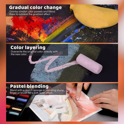 Paul Rubens Professional Soft Pastels, 40 Portrait Colors Chalk Pastels Vibrant Smooth and High Adhesion for Painting, Drawing, Blending, Crafting, Ideal Art Supplies for Artists, Beginners
