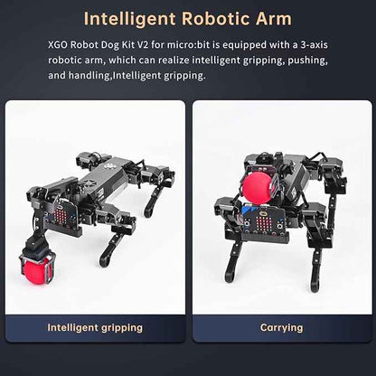 ELECFREAKS microbit Robotic Dog Xgo V2 Kit, 15 Movable Joint DIY Programmable Full Metal Bionic Robot Kit, STEM Educational Project for Open Source Hardware(Without Micro:bit)