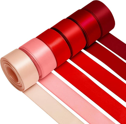 1 Inch Red Satin Ribbons for Crafts, 6 Rolls Single-Faced Red Assorted Ribbons for Gift Wrapping Flower Bouquet Wedding Invitations Bridal Shower Hair Bows Garland Party Decor - Crafty Corner