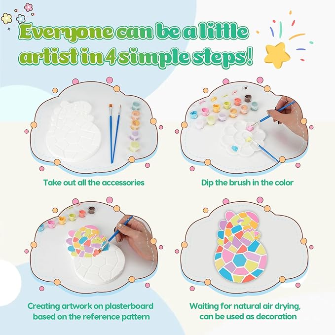 QANIY Stepping Stones Painting Kit for Kids Ages 4-12,5 Pack Outdoor Garden Stone Crafts,Outdoor Art & Craft Activity Set, Creative Gift for Boys & Girls