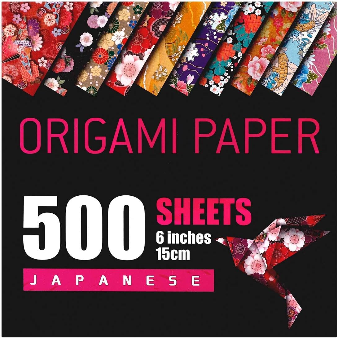 Japanese Washi Origami Paper 500 Sheets, 10 Vivid Colors, Colors Make Colorful and Easy Origami,6 Inch Square Sheet, for Kids & Adults, Papers, Arts and Crafts Projects (E-Book Included) - Crafty Corner