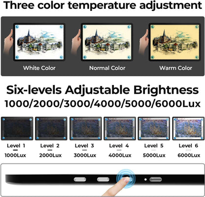 Heanolier A3 Artist tracing Light Box Copy Table,(18.2" L x 13.4" W) Super Bright Magnetic Light Pad with Side Buttons,USB-C Power Dimmerable Light Board for Diamond Painting,Tattoo Drawing,Sketching