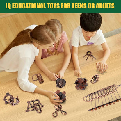 24 Pcs Brain Teaser Puzzles for Adults Teens - Metal Puzzles 3D Puzzle Game Toys for Adults Teens - Wooden Unlock Interlocking Puzzle Adult IQ Education Smart Toys