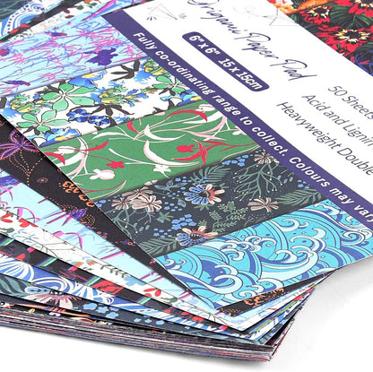 Origami Paper Kit 50 Sheets 6 Inch Square Double Sided Color 50 Vivid Japanese Washi Chiyo Colors for Hand Crafts Origami Paper Arts Creativity Flowers - Crafty Corner