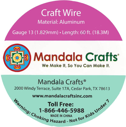 Mandala Crafts 13 Gauge Anodized Aluminum Craft Wire for Jewelry Making - 240 FT Colored Flexible Rainbow Wire - Bendable for Bonsai Armature Crafting Sculpting - Crafty Corner