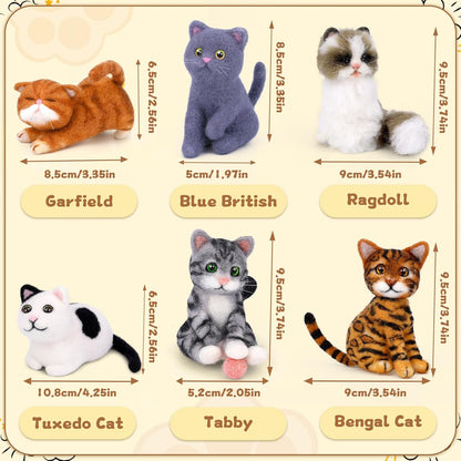 Mayboos 6 Pcs Needle Felting Kit, Animal Needle Felting Beginner Kits Wool Felt Needle Felting Tools with Instruction for DIY Craft Animal Home Decoration (Cute Cat)